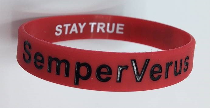 SemperVerus Wristband black text on red SemperVerus Wristband black text on red