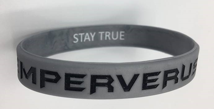 SemperVerus Wristband large black text on silver SemperVerus Wristband large black text on silver