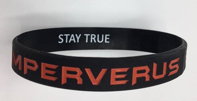 SemperVerus Wristband large red text on black SemperVerus Wristband large red text on black