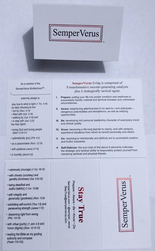SemperVerus 6-panel business card-size foil stamped wallet card