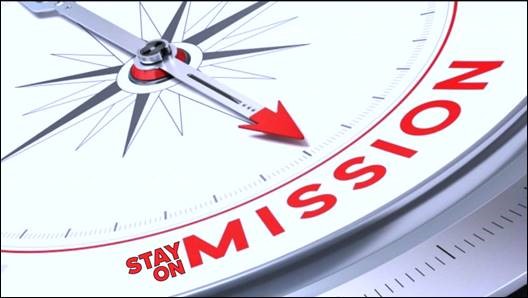 Stay on mission compass illustration