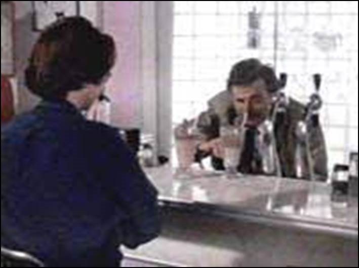 Two glasses of ice cream soda scene from Columbo Season 8, Episode 2: Murder, Smoke and Shadows